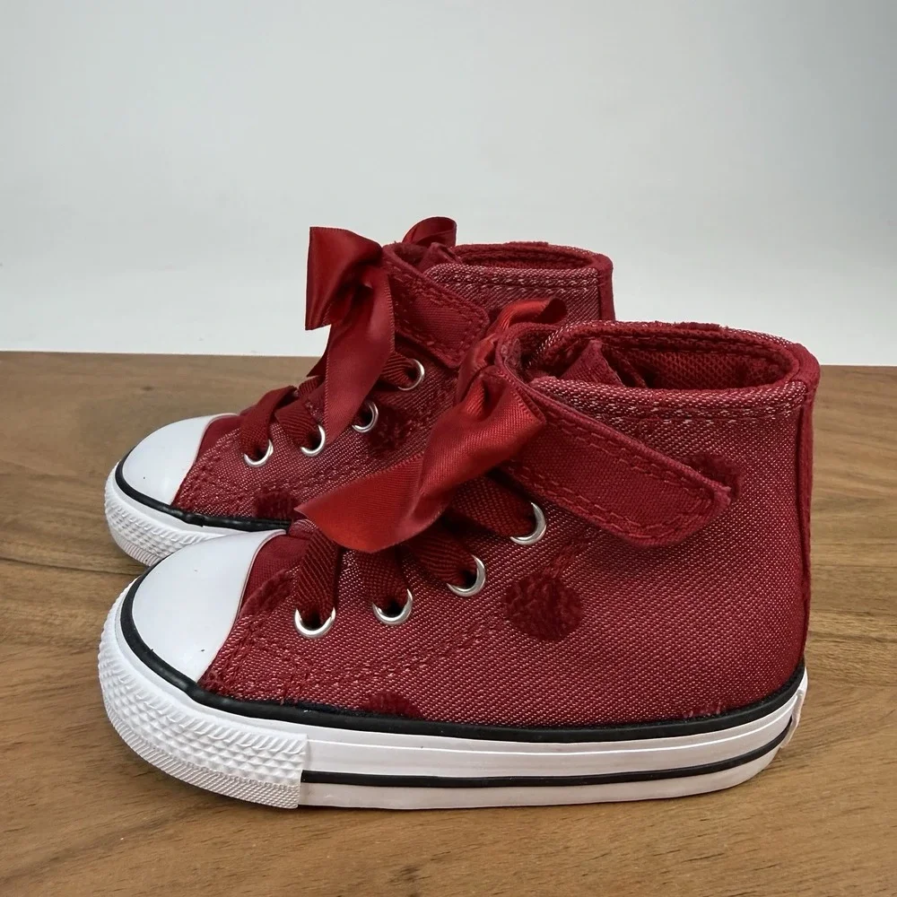 New Little Kids Converse Chuck Taylor All Star 1V High Top Bow Sneakers Size 5 C